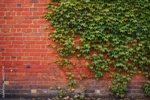 red brick wall with ivy climbing over