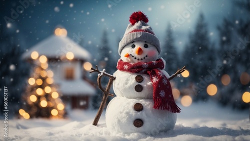 snowman with christmas background