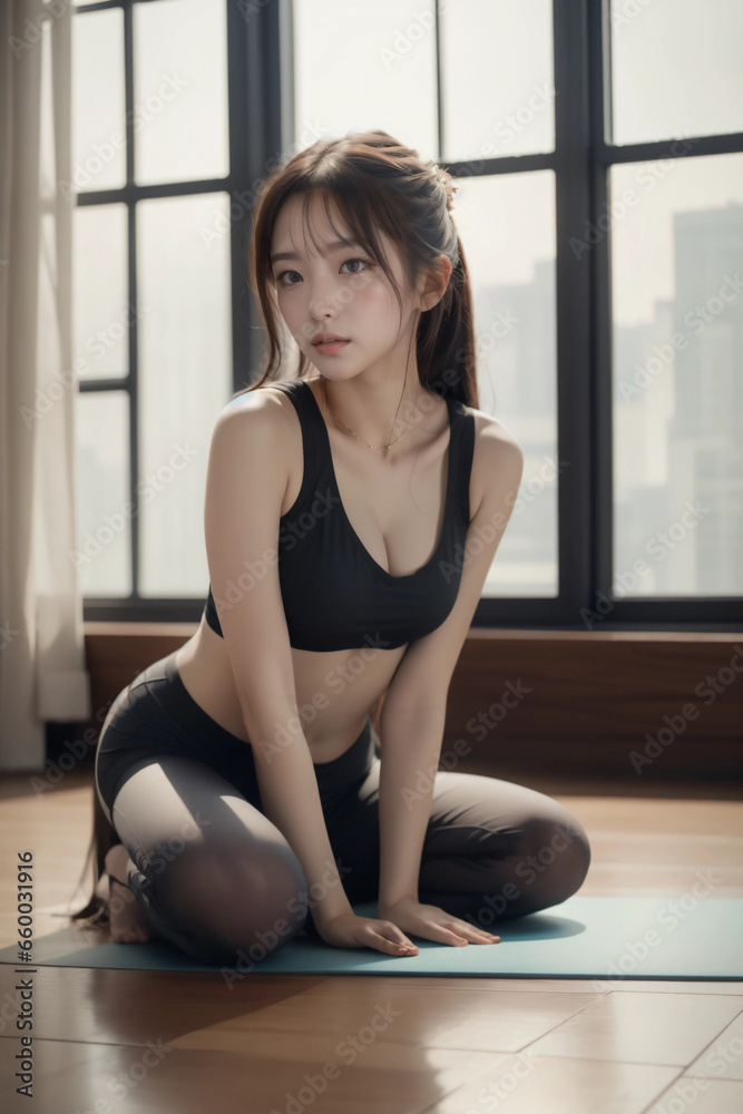 Mujer relajada después de hacer deporte 