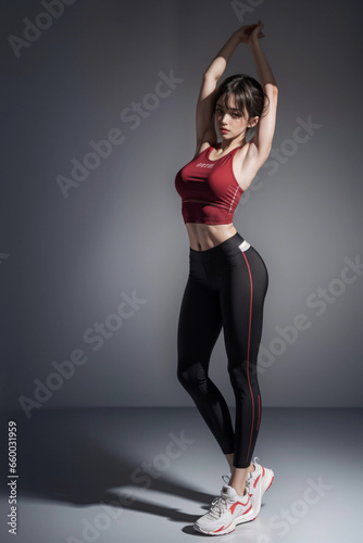 Mujer deportista estiramiento 