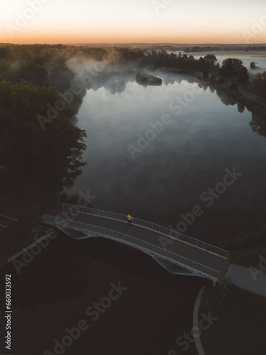 Public park called Lewityn in Pabianice City in autumn vibes- view from a drone 