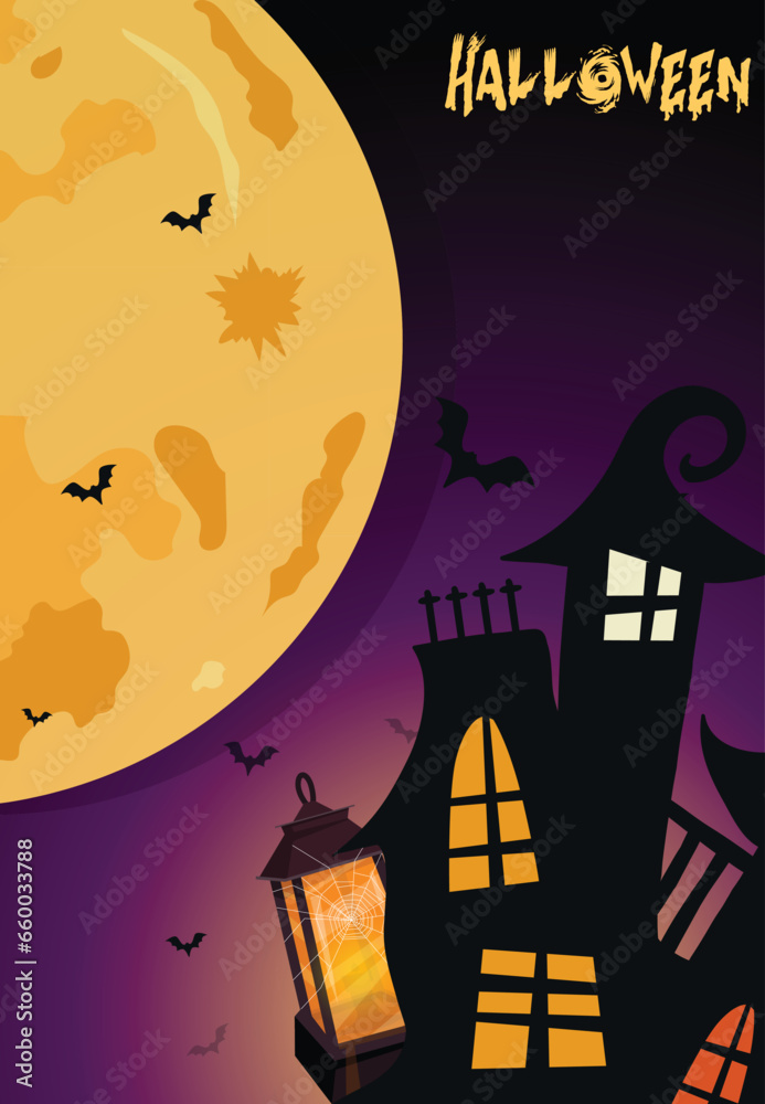 Happy Halloween banner template with halloween pumpkin and Halloween Elements on wood background. Website spooky ,Background or banner Halloween template