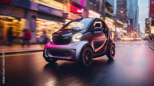 Sustainable Urban Lifestyle: Stylish Urbanite in Compact Electric Car