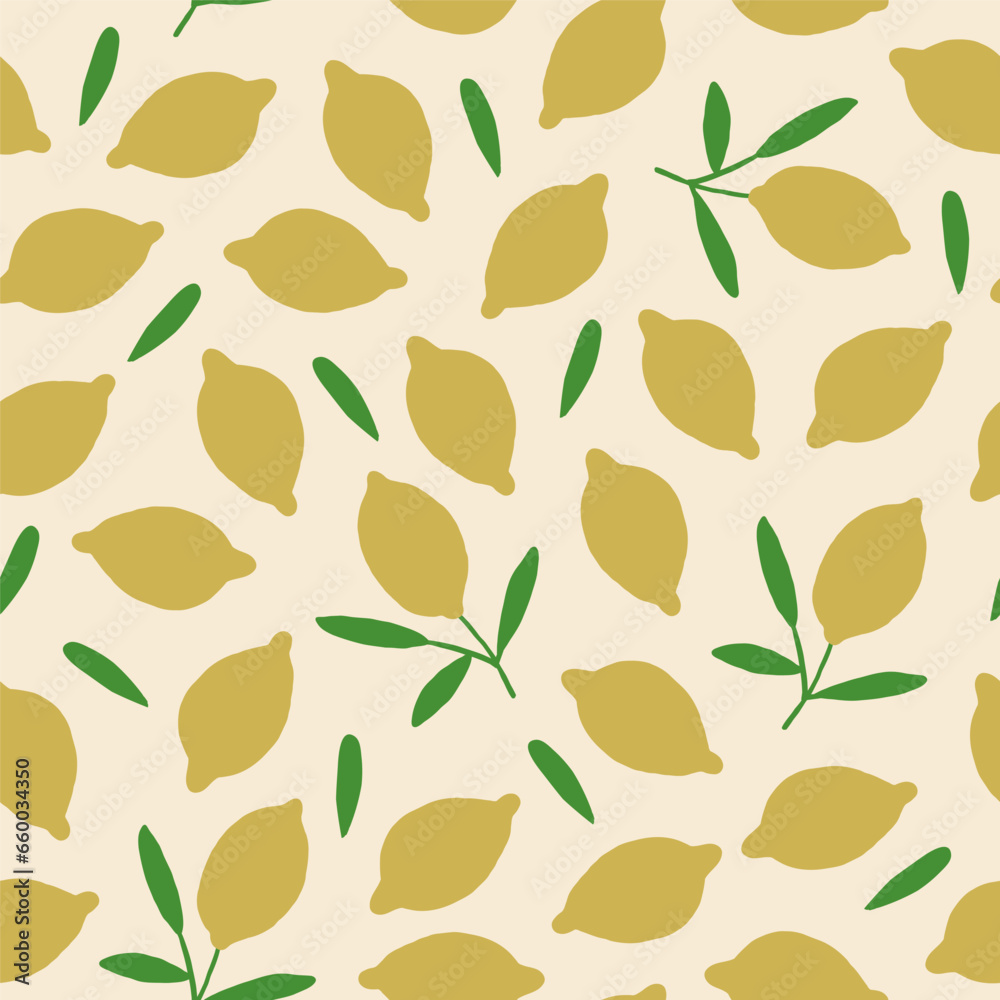 Vector seamless pattern with lemons on beige background. Juicy fruits pattern. Vector illustration Vector seamless pattern with lemons on beige background. Juicy fruits pattern. Vector illustration