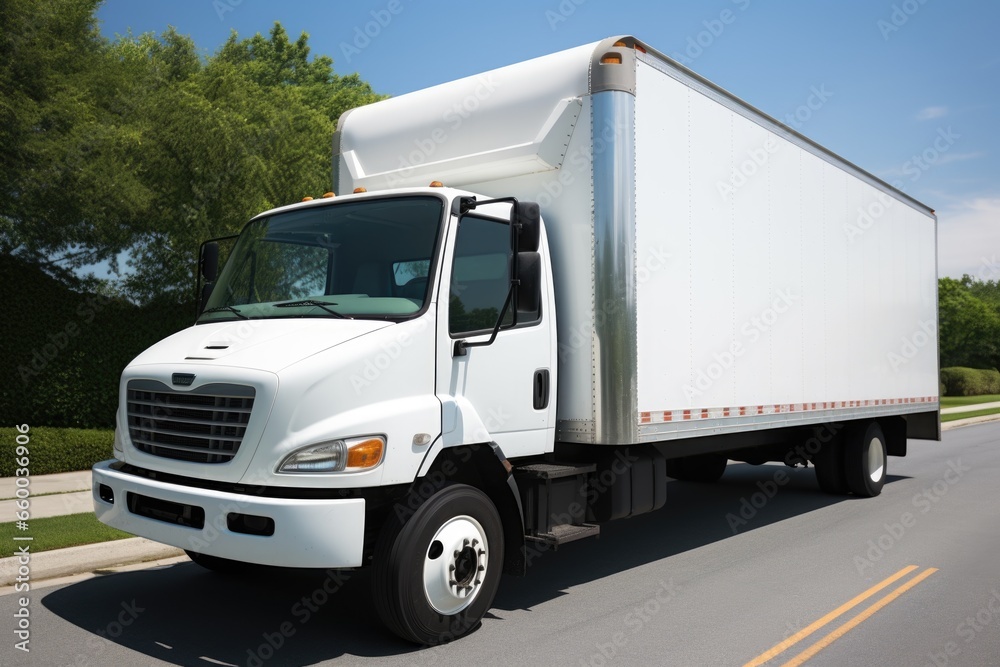 close-up image of a generic moving truck close-up image of a generic moving truck
