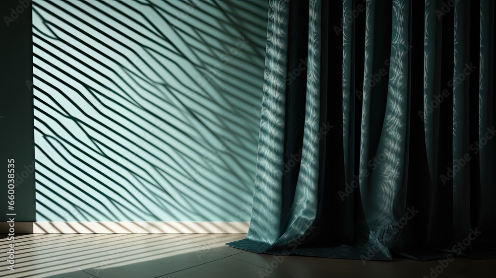 Naklejka premium Sleek Tile with Patterned Curtain Shadow