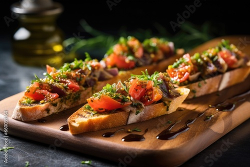 anchovy bruschetta with olive oil drizzle