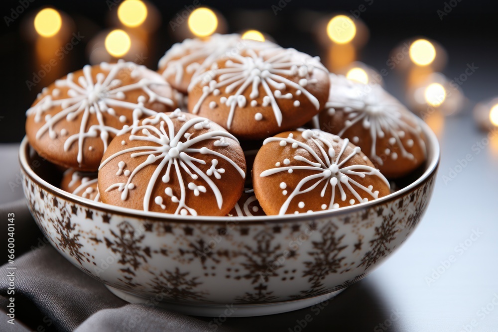 a plate of beautifully decorated christmas cookies, generative ai a plate of beautifully decorated christmas cookies, generative ai