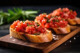 freshly grilled bruschetta with rosemary sprinkled on top
