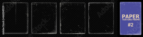 Realistic overlay of paper texture with uneven edges and scratches for the design of retro vinyl album cover. Dirt and dust photo texture graphic filter set. Overlay stamps collection, vintage effect.