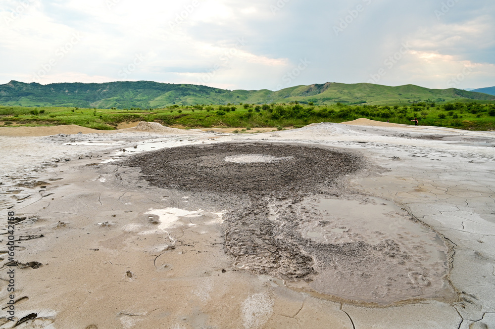 Landscape at active mud volcanoes of Berca, Vulcanii noroiosi near Berca, Buzau, Wallachia, Romania Landscape at active mud volcanoes of Berca, Vulcanii noroiosi near Berca, Buzau, Wallachia, Romania