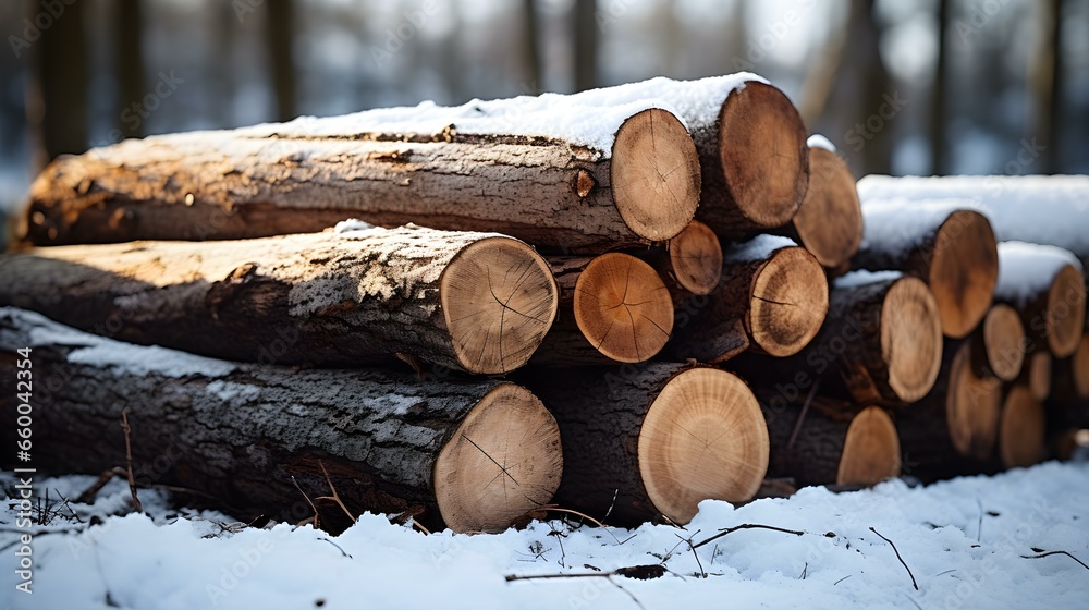 Stack of Wood Logs in the Snow. Natural winter Background Stack of Wood Logs in the Snow. Natural winter Background