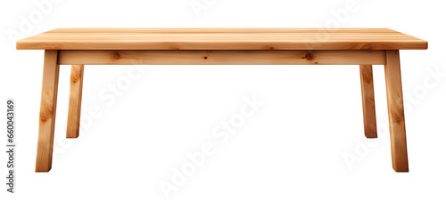 Natural wood table isolated on white background photo