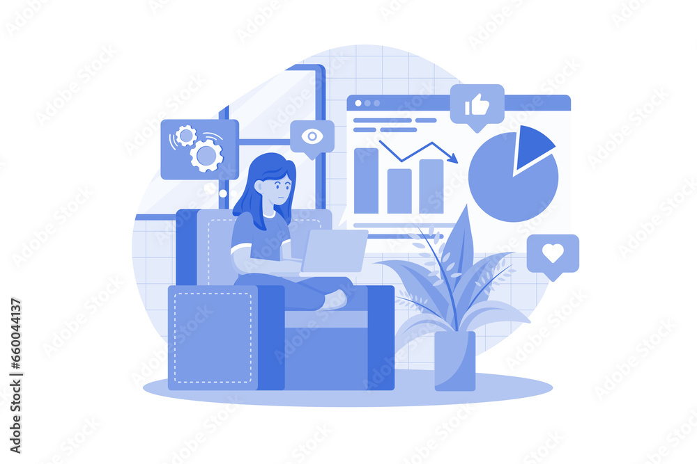 Marketing employee analyzing Marketing