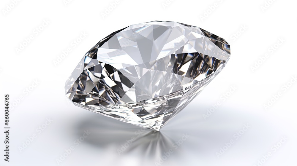 Large Clear Diamond with reflection Dazzling diamond on white background. Large Clear Diamond with reflection Dazzling diamond on white background.