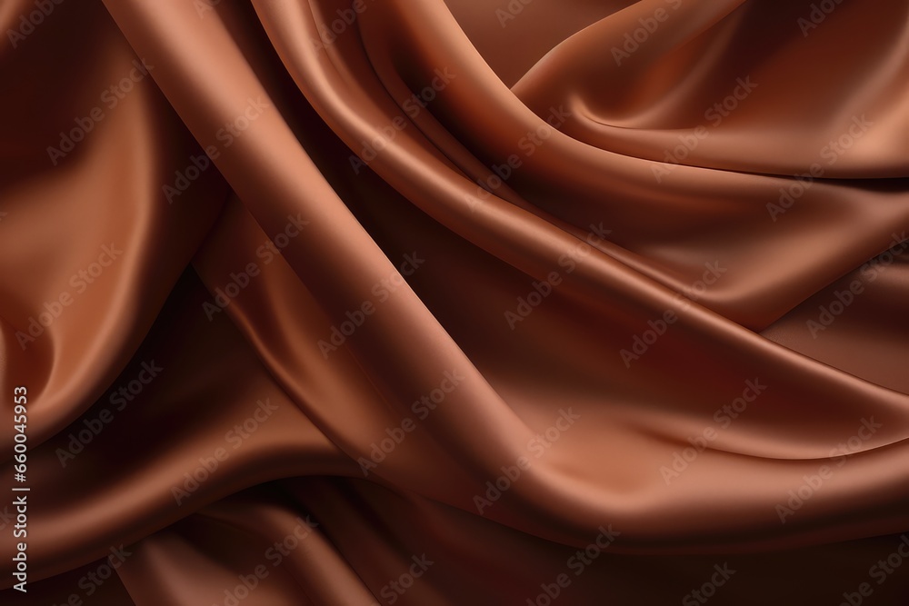 Fototapeta premium Brown silk fabric background - generative ai