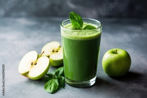 green cold pressed juice with kale, spinach and apple