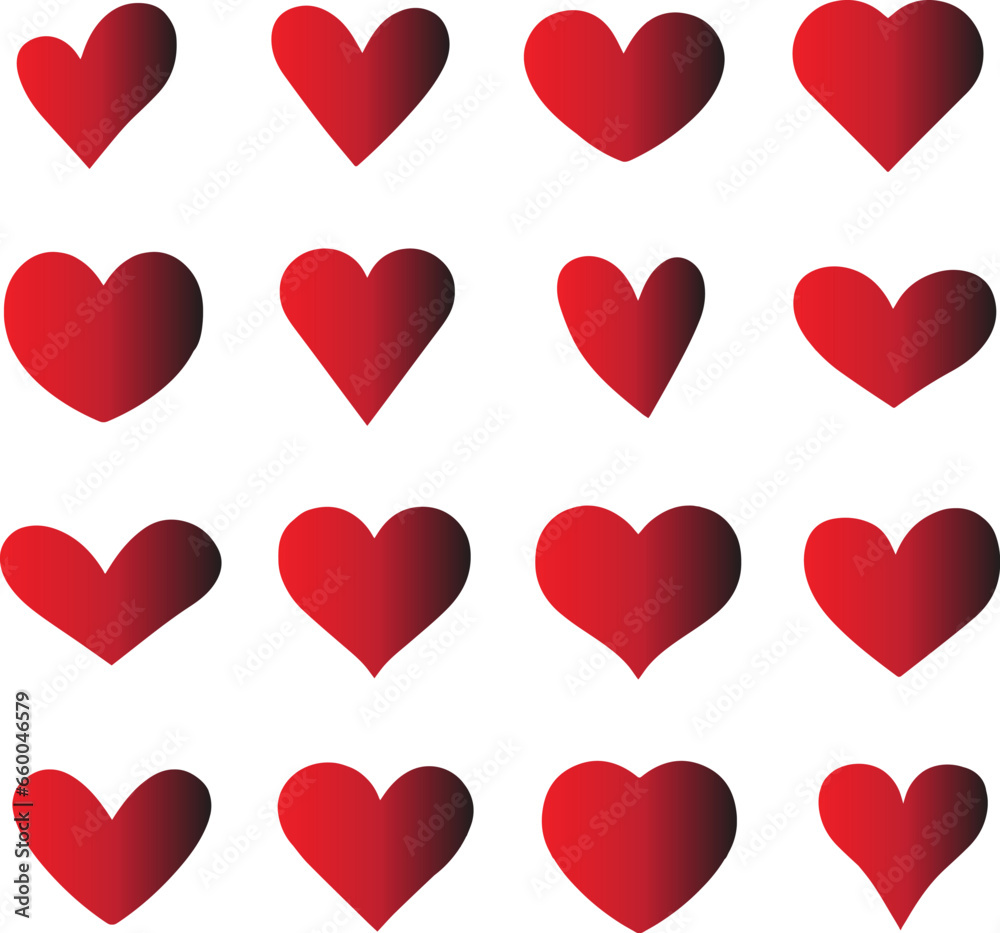Heart icon collection, love symbols