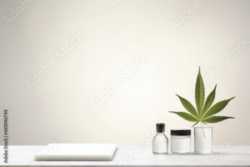Natural Alternative medicine and cosmetics  CBD  cannabis  hemp  marijuana leaves