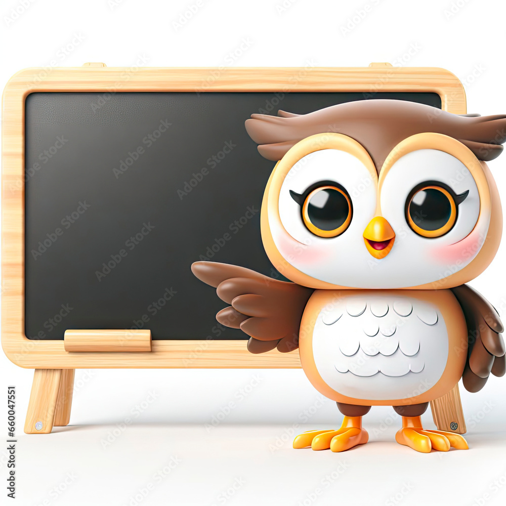 owl near the blackboard mockup. ai generative