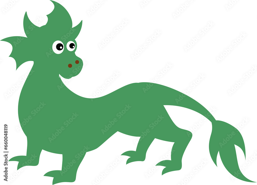 Green cartoon dragon for decoration and design.