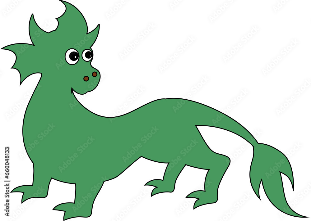 Green cartoon dragon for decoration and design.