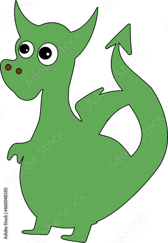 Fototapeta Naklejka Na Ścianę i Meble -  Green cartoon dragon for decoration and design.