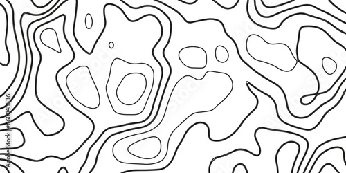 Topographic Map Background. White Background with Black Line. Background of the Topographic Map. Pattern with Lines