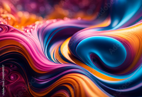 Liquid wallpaper  abstract 3D background with paint bubbles flow wave