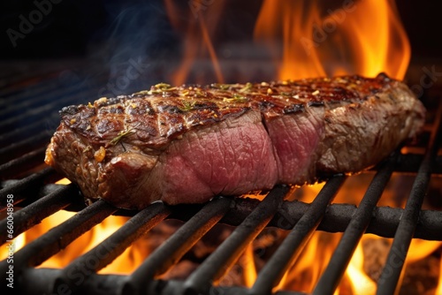 flame-seared steak on a gas grill
