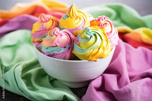 bowl of rainbow sherbet swirl ice cream photo