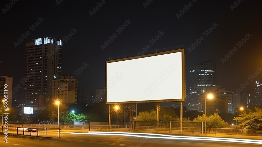 Advertising mock up blank billboard at night time with street light with copy space for public information board billboard blank for outdoor advertising poster Advertising mock up blank billboard at night time with street light with copy space for public information board billboard blank for outdoor advertising poster