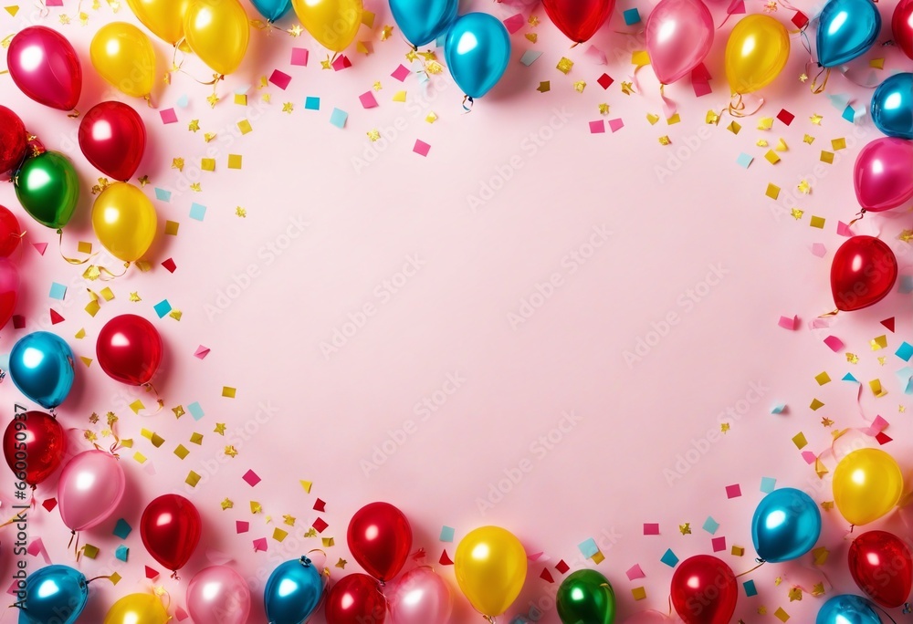 Festive and Vibrant Party Backdrop Ideas with Colorful Confetti and Streamers on White Background - Flat Lay Arrangement Festive and Vibrant Party Backdrop Ideas with Colorful Confetti and Streamers on White Background - Flat Lay Arrangement