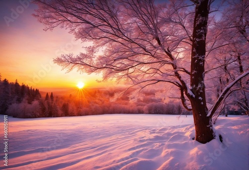 Stunning Winter Dusk Amidst Snowy Trees © SR07XC3