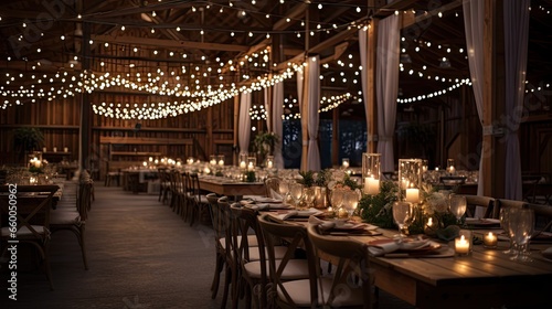 Indoor rustic wedding with ...