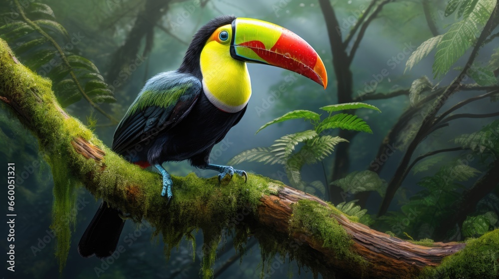 Fototapeta premium Keel billed toucan found in Costa Rica