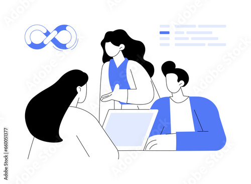 DevSecOps workflow abstract concept vector illustration.