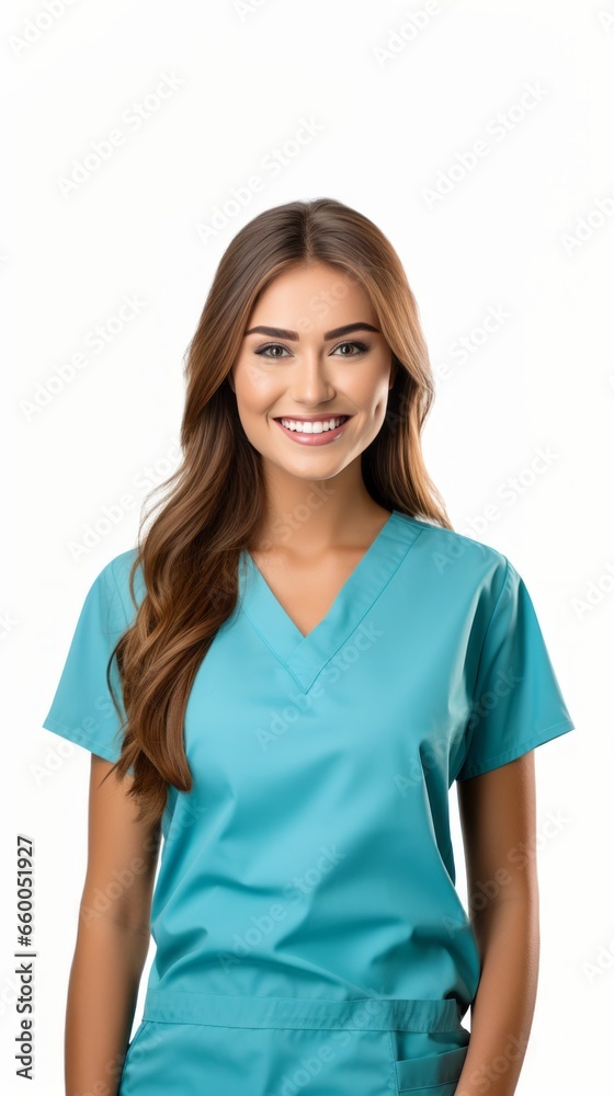 Pretty woman doctor or nurse isolated on white background Pretty woman doctor or nurse isolated on white background