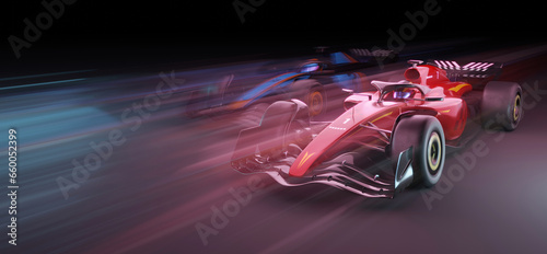 Race cars on dark background without any branding - 3D rendering © Janci
