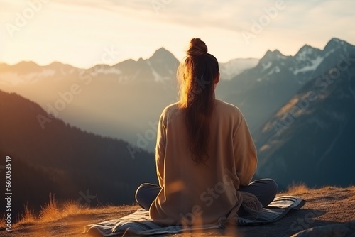 Woman Meditates in Nature
