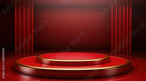 3d Luxury Red Blank Podium Background