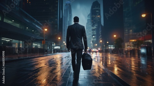 Suit Man Walking on Quiet CIty Photography