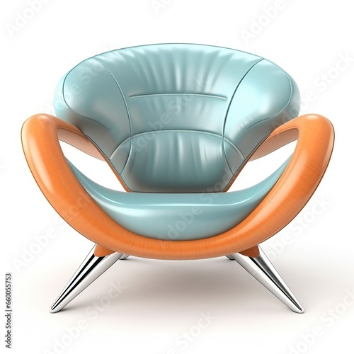 Volumetric image of a modern armchair. Furniture, interior, isolated element on white background