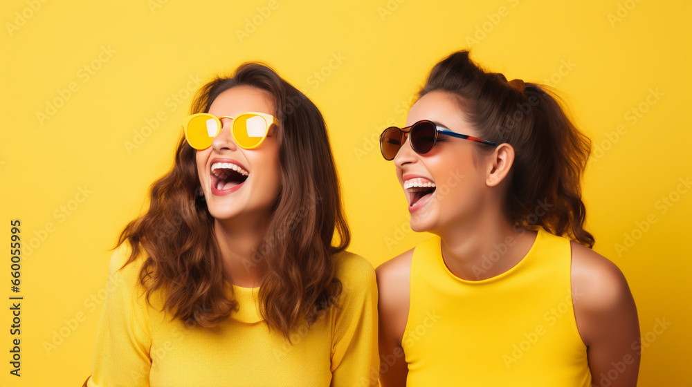 TWO HAPPY POSITIVE GIRLS GIRLFRIENDS LAUGHING FUN. image created by legal AI TWO HAPPY POSITIVE GIRLS GIRLFRIENDS LAUGHING FUN. image created by legal AI