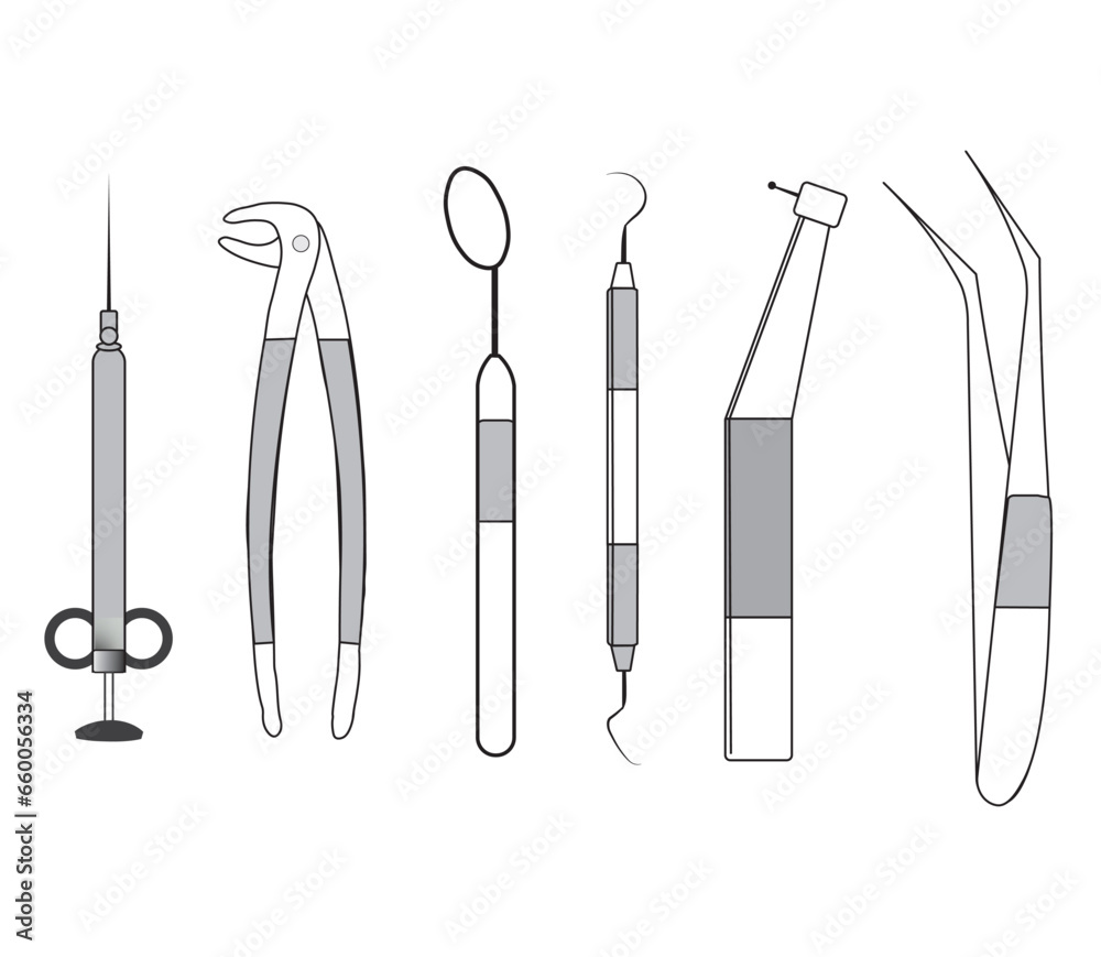 Dental tools isolated on white background. Vector illustration. Dental tools isolated on white background. Vector illustration.