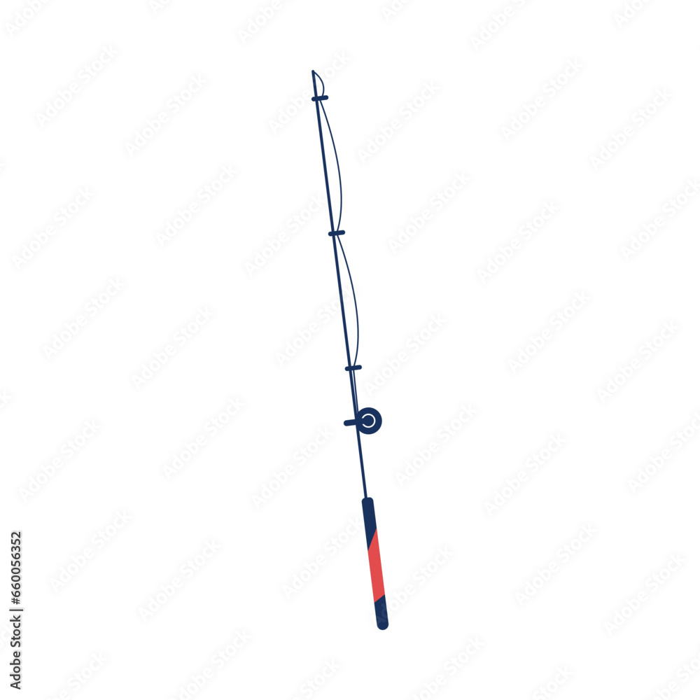 Fishing rod, flat vector illustration isolated on white background.
