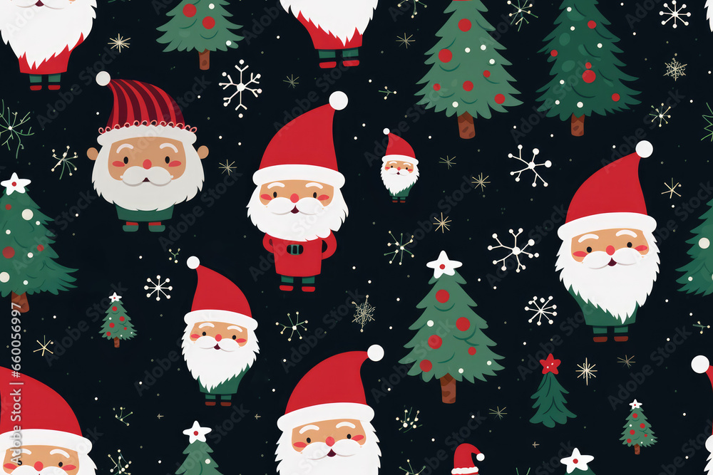 Christmas Santa Seamless Pattern - AI Generated Christmas Santa Seamless Pattern - AI Generated