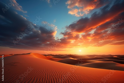sunset over the desert - generative ai