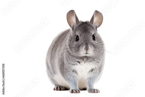 Portrait of Chinchilla standing isolated on transparent png background, Animal in the jungle, wildlife and habitat concept, Environmental Conservation.