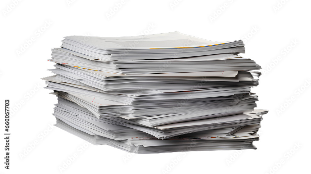 Stack Of Business Documents Papers. Isolated on Transparent background. - obrazy, fototapety, plakaty 